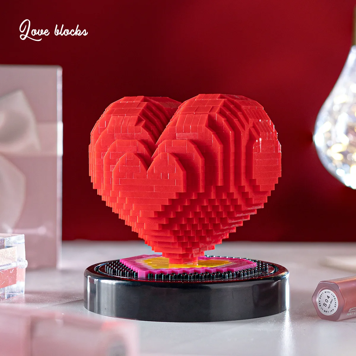 Creativo Moc Building Brick Red Love Heart Model Micro Diamond Block Assemblare Nanobricks Giocattoli Educativi Per Regali Per Ragazze