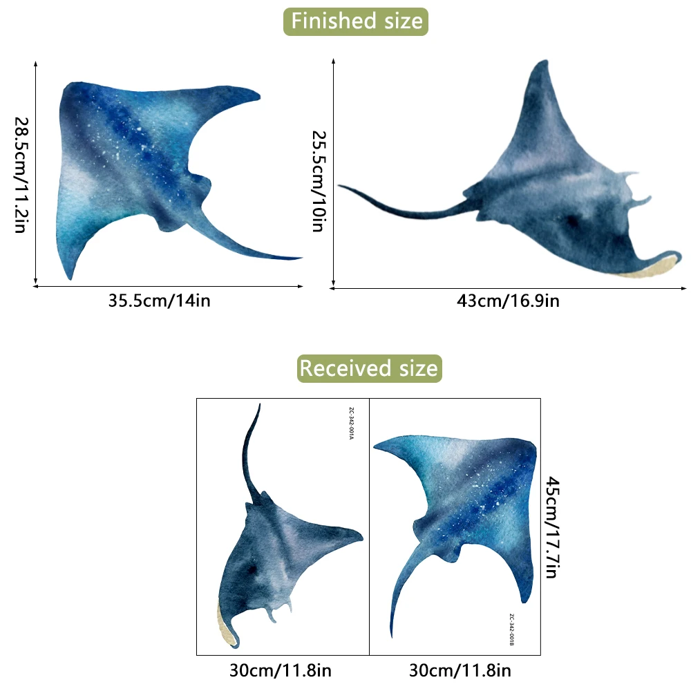 Devil rays Manta Fish Wall Stickers Window Stickers For Home Bathroom Decor Art Nursery Decals Removable Murals Applicable to Tile Glass Window