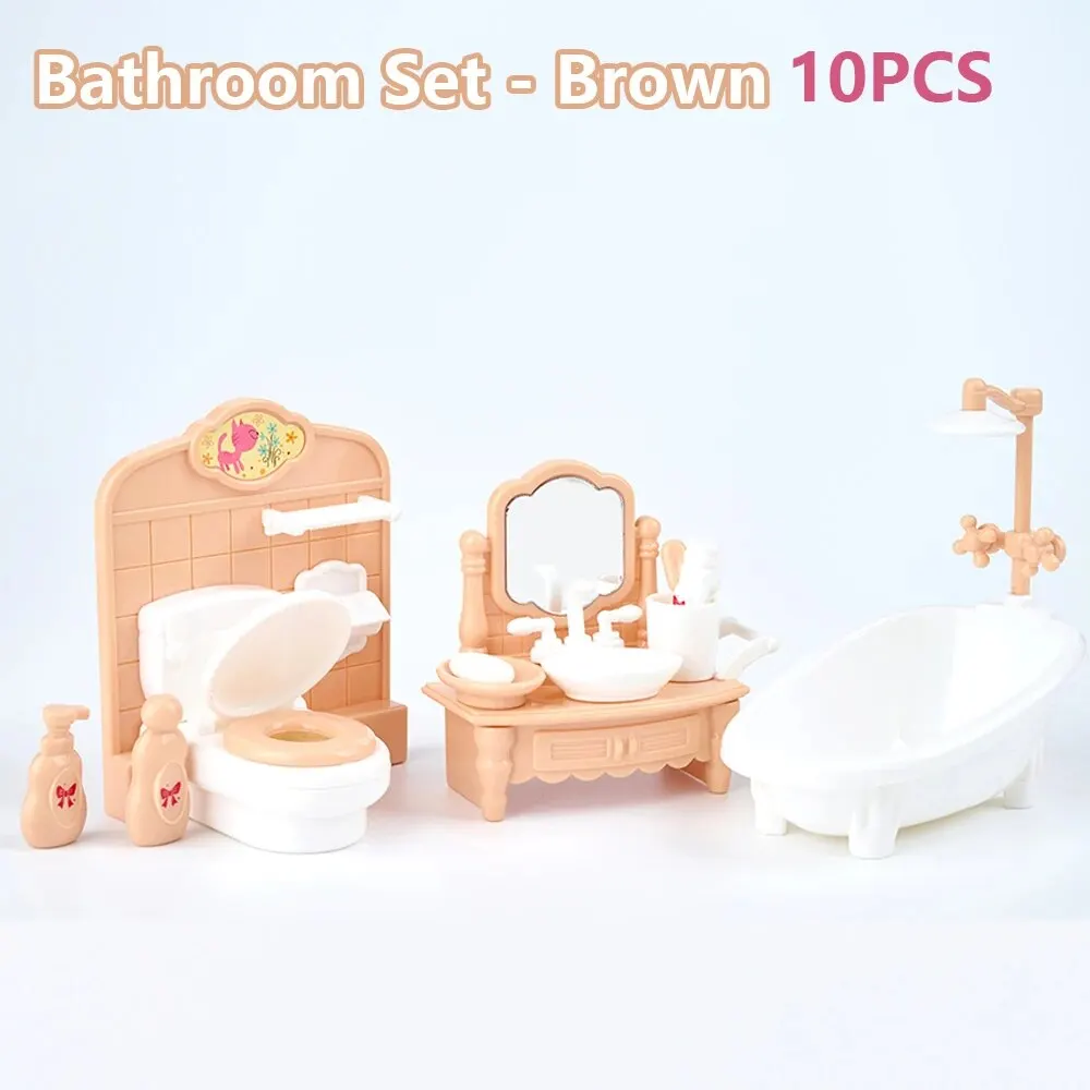 Charming Pink Miniature Dollhouse Kitchen Set - 10-Piece Kids Toy Collection