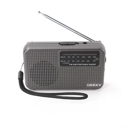 Compact Battery - Powered AM/FM Radio with Telescopic Antenna and Headphone Jack for Indoor, Outdoor, and Emergency Use (Gray)