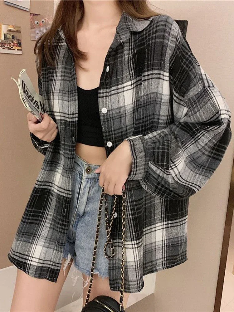 Women's Vintage Plaid Long Sleeve Shirt 3