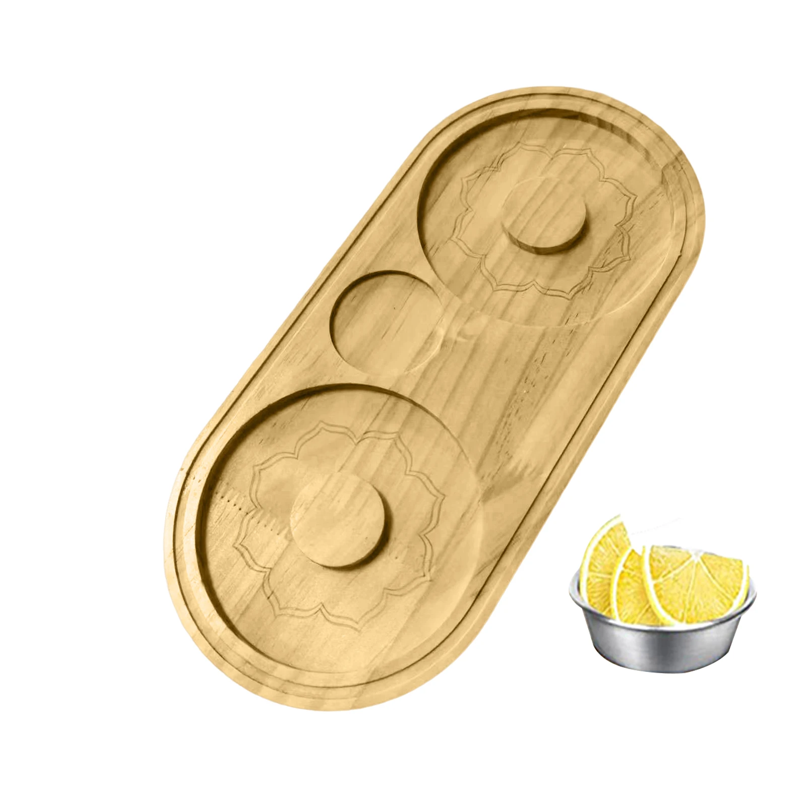 Reusable Salt Rimmer Margarita For Cocktails Multipurpose Wide Glasses Wood With Bowl Waterproof Dual Holder Sugar Container