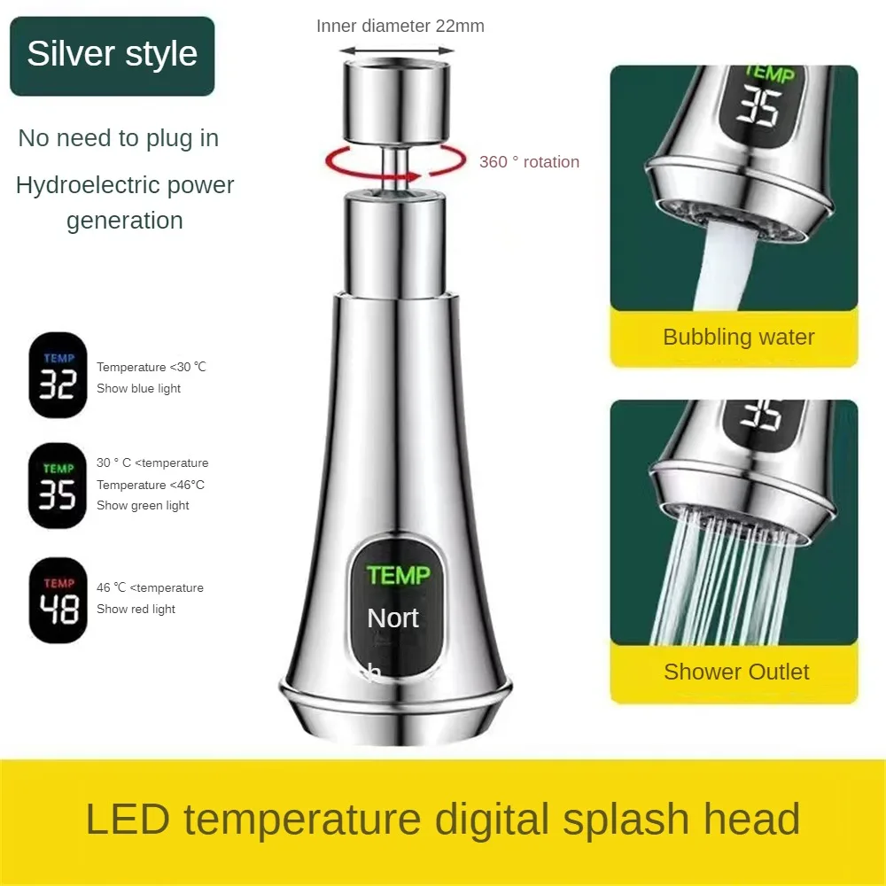 Description Picture 4 of itemKitchen Faucets Pull Out Sink Water Tap Nozzle 2 Modes Temperature LED Digital Display Faucet Adapter Taps Bubbler Connector