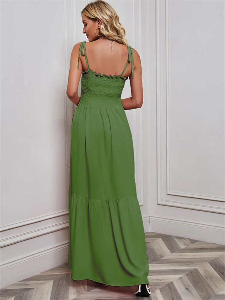 2023 New Suspender Dress Women Elegant Sleeveless Maxi Dress