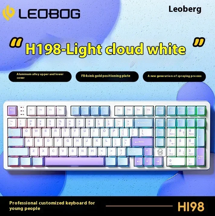 LEOBOG Hi98 키보드 기계식 게임 유선 알루미늄 키보드 PBT 키캡 101 키 RGB PC/FR4 포지셔닝 플레이트 Pc 액세서리