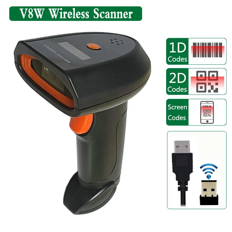 1D 2D Supermarket Handheld Barcode Reader QR PDF417 Bar Code Decoder Automatic Wireless Wired USB Platform Barcode Scanner android scanner