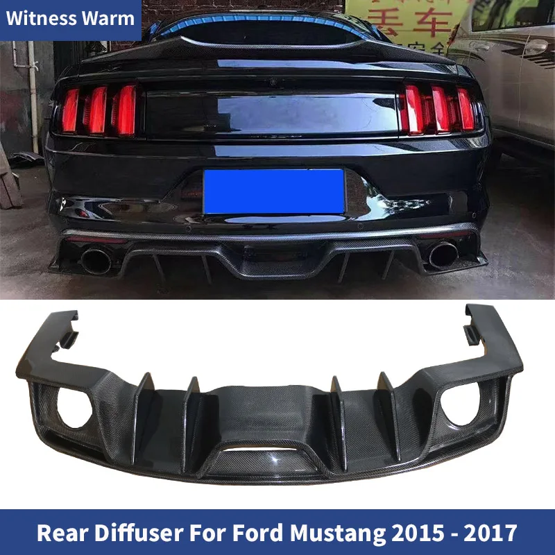 Carbon Fiber Rear Bumper Diffuser Lip Spoiler For Ford Mustang 2015