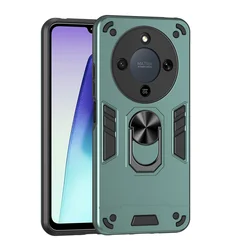 Luxury Armor Shockproof Soft Bumper Case with Ring Bracket for Honor X70 5G (Green)