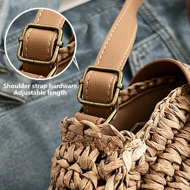 Women Straw Beach Bag Summer Shoulder Bag Trend Crossbody Bag Purse & Handbag E74B