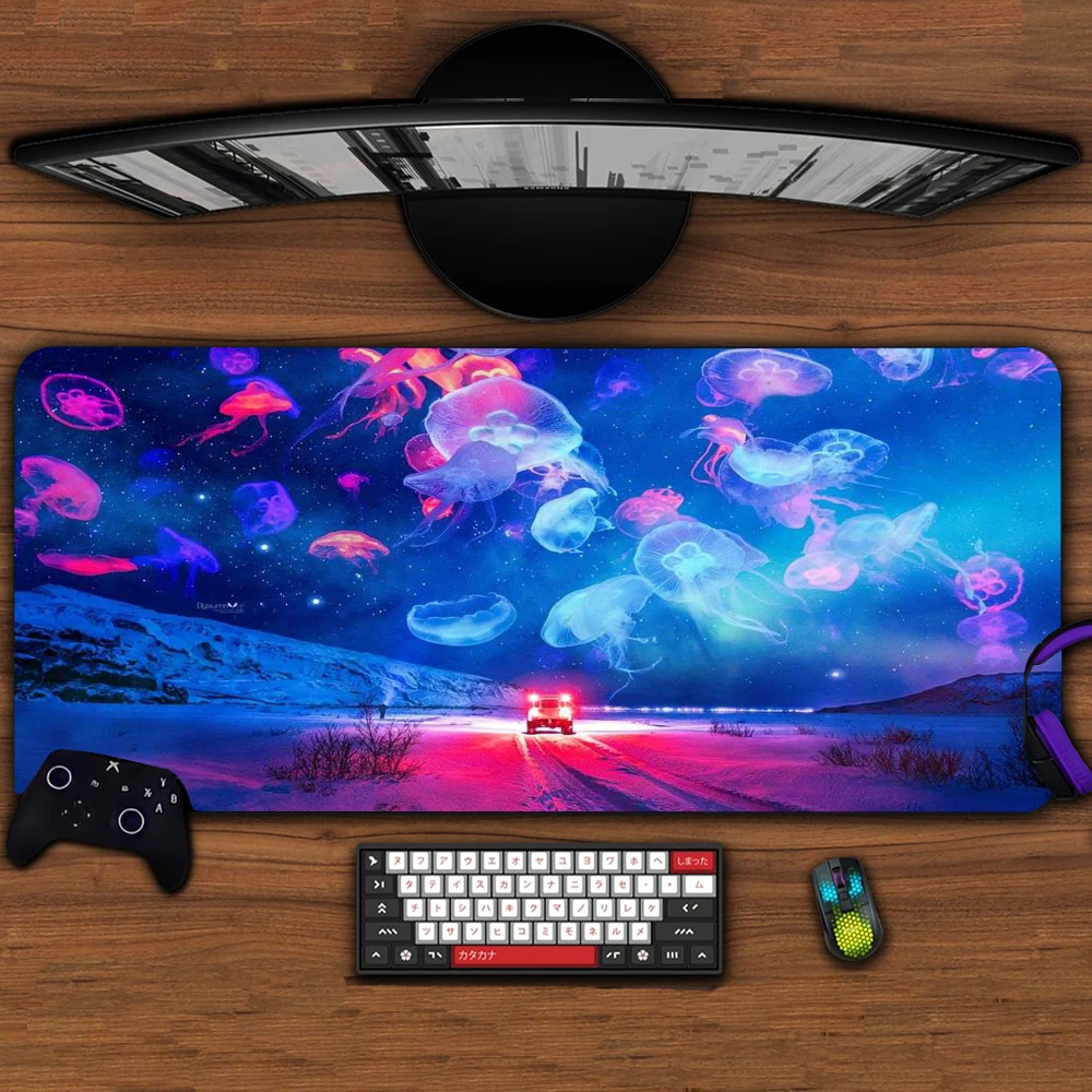 

Neon Gamer Rug Purple Space Mousepad Blue Mouse Pad 1000x500mm Abstract Aesthetic Pastel Desk Mat Extra Large 1200x600 Planet