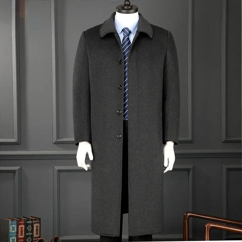 Thick Extra Long Coat Men's Winter Cashmere Coat Men Down Inner Warm Woolen Jacket Male Trenchcoat Man Clothes Abrigos Hombre FC 2