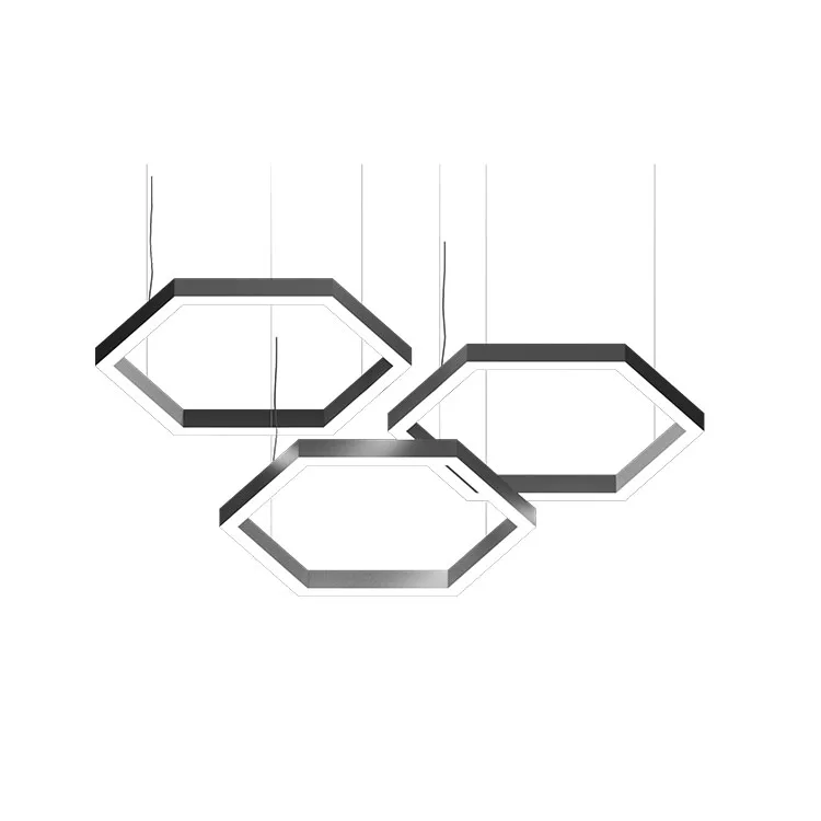 

Office linear light minimalist aluminum chandelier lamp black white silver smart remote control led hanging light