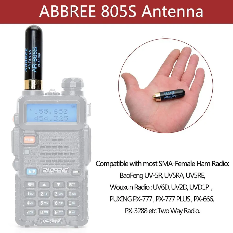 Diyeeni Antenna SMA Maschio 5 Cm SRH-805S Per Walkie-Talkie, Doppia Banda U/V, In Ottone, Compatibile Con Baofeng, Yaesu, HYT