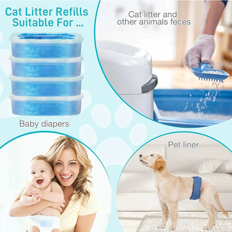 1/2/4Pcs Cat Litter Refills Bag Compatible with Genie Litter Refill Cartridge Universal Refills Bag Disposal Garbage trash bags refill