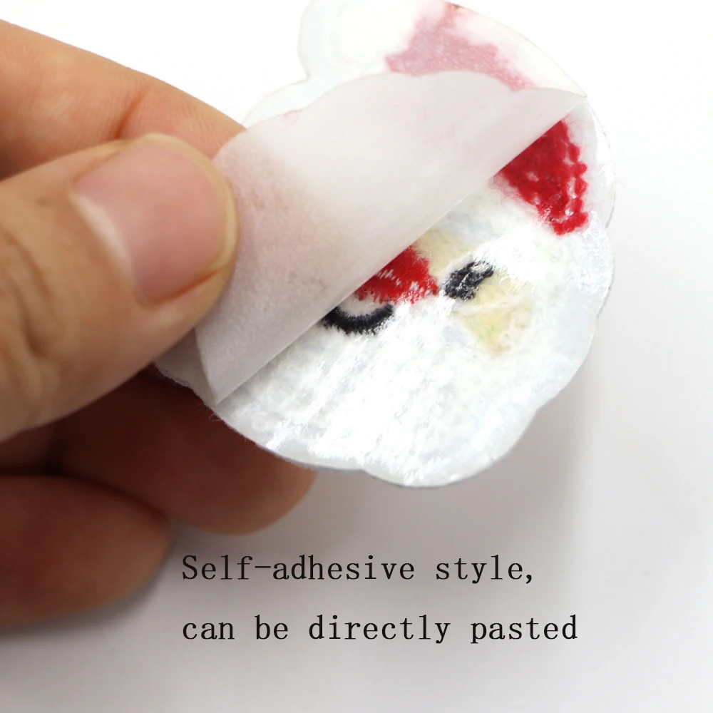 8 Stück Weihnachtsmann Chenille selbstklebender Stil bestickte Eisen auf Patches für Kleidung Taschen Jacke DIY selbstklebende Aufkleber – Detail 1