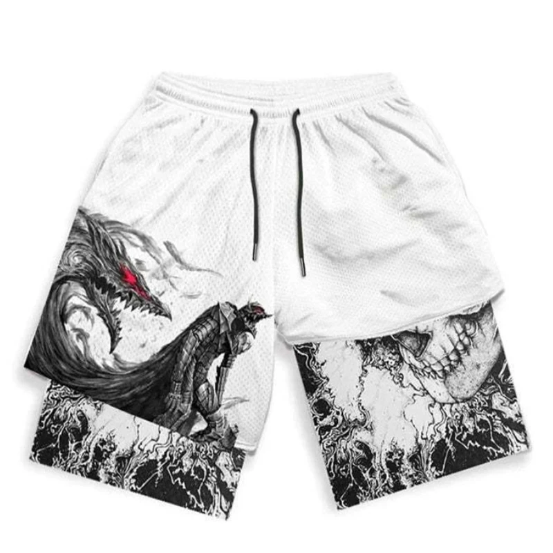 Short de sport Anime 2 en 1 pour homme, séchage rapide, maille respirante, short de performance, sports d'été, fitness, entraîne 3
