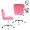 Adjustable Height Office Chairs Polyester Faux Fur Armless Swivel Task Office Chair Computer Armchair White Mid Back Furniture 4