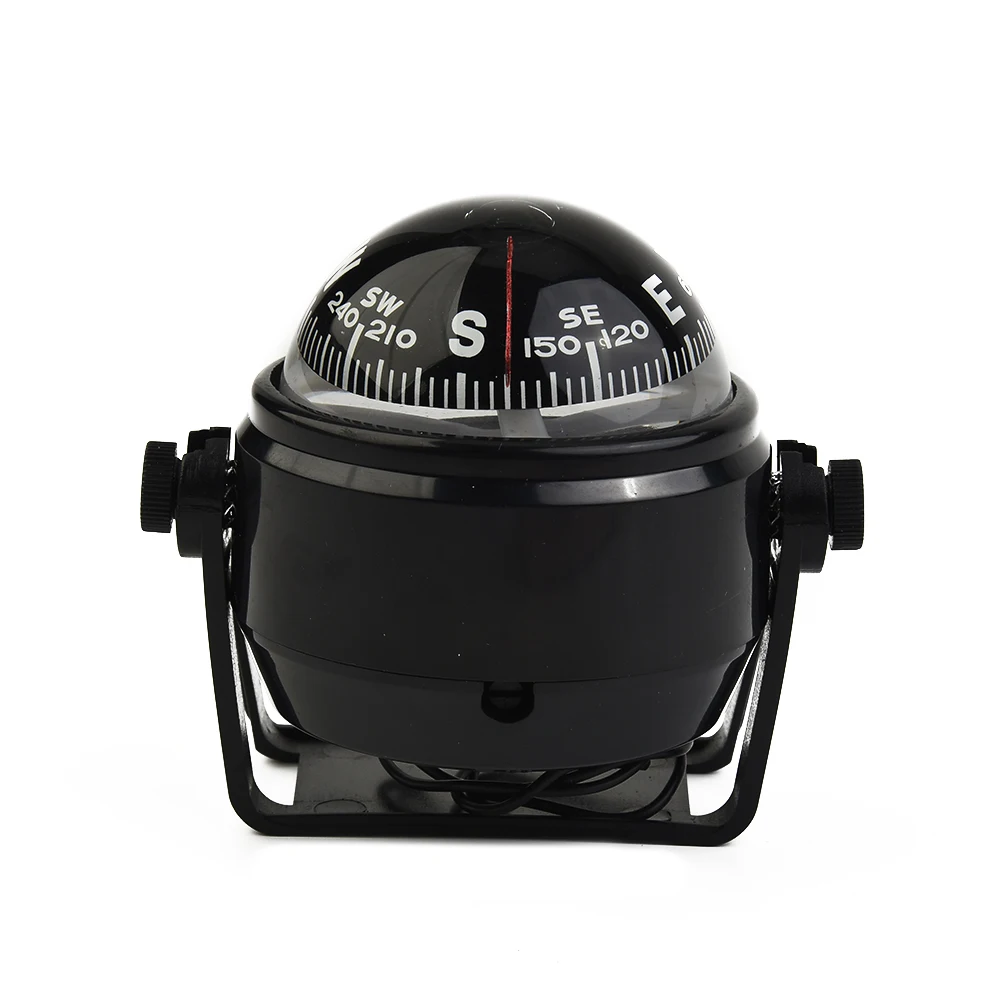 

Electronic Sea Marine Navigation Compass Pivoting LED Light Black Guide Ball For Sail Ship Vehicle Car Boat