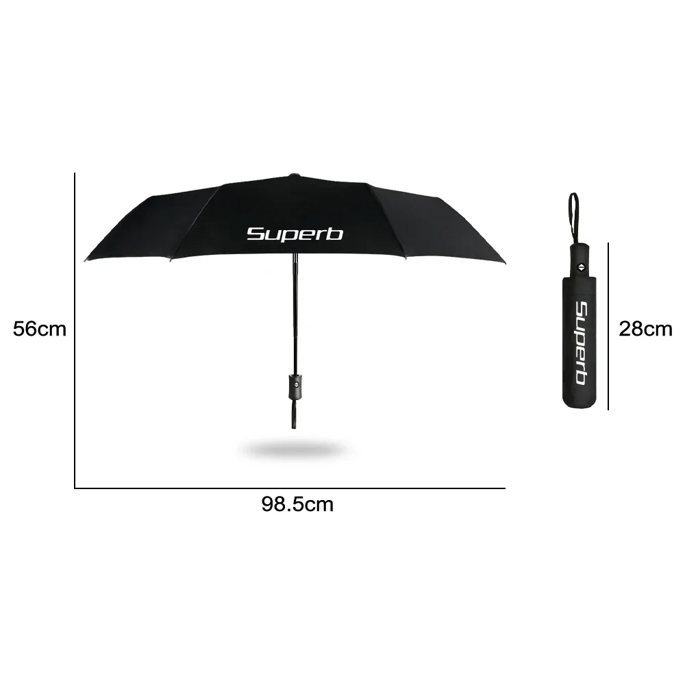 Umbrella Sets Car Logo Umbrella Fully Automatic Folding Umbrella UV-Resistant For Car Skoda Octavia Fabia Rapid Superb Kodiaq Scala Karoq Kamiq Auto Accessories