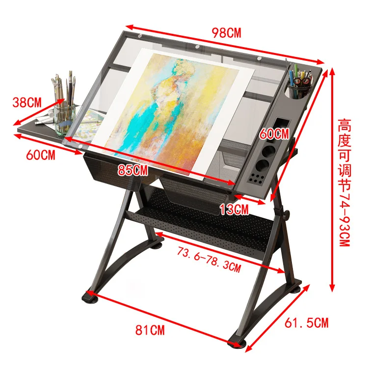 Description Picture 3 of itemModern liftable drawing table calligraphy and painting art student drawing designer table workbench table standing table