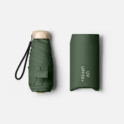 Compact UV Protection Mini Sun Umbrella with Vinyl Folding Shade (1pc blackish green)