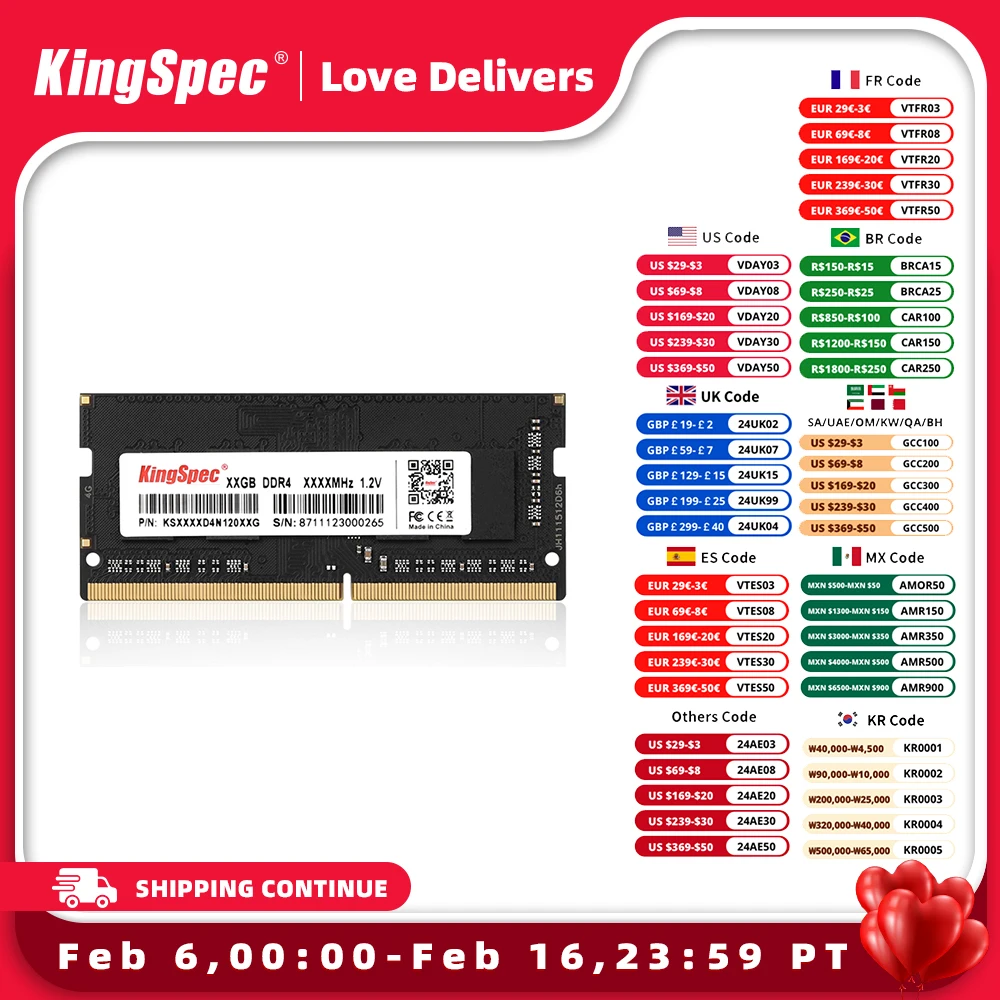 Kingspec Memoria Ram Ddr4 8Gb 16Gb 32Gb 3200 Mhz Scheda Di Memoria Ram 4Gb Notebook 2666Mhz 3200 Mhz Modulo Memoria Ddr4 1.2V Laptop