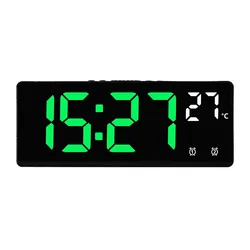 Smart LED Digital Alarm Clock with Voice Control, Temperature Display, Dual Alarm, and Night Mode (Green1)