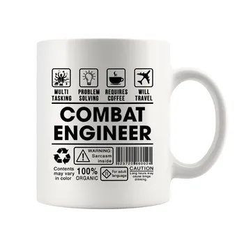 1 tazza divertente per ingegnere di combattimento: tazza da caffè a tema militare con simboli di pericolo, tazza in ceramica da 11 once per ingegneri, meccanici, tecniche 2