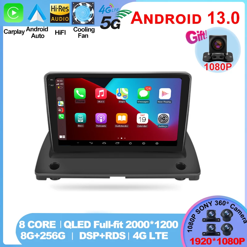 8 CORE 4G 64G Autoradio Android 13 voor Volvo XC90 2004-2013, 9 Inch HD IPS Aanraakscherm Autoradio met DSP Draadloze Carplay Android Auto GPS Wi-Fi Bluetooth 5.0 FM RDS Radio Achteruitrijcamera