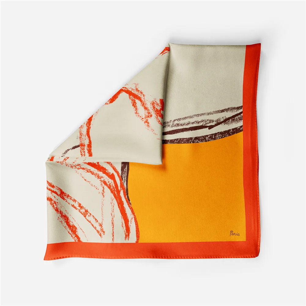 53 cm Marke Skizze Pferd Quadrat Schal Frau 2024 Design Silk Schal Frauen Bandana Luxus Stirnband Hijab Halstuch – Detail 10