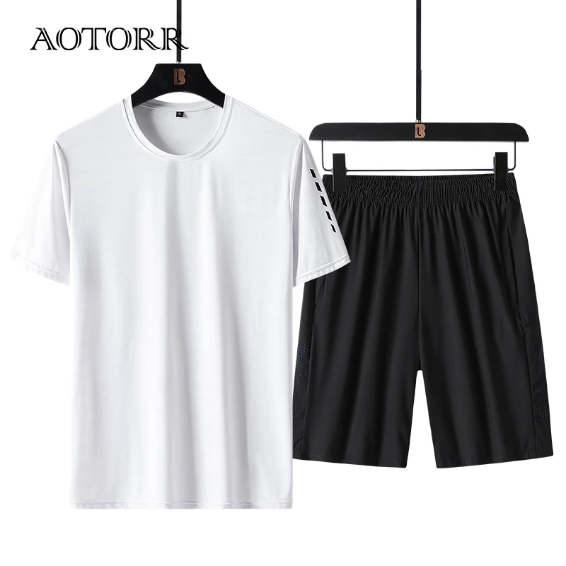 

New Men's T-Shirts Set Summer 2023 Quality Short Tracksuit Men 2 Piece Outfits New Fashion Print Fitness Clothing Streetwear