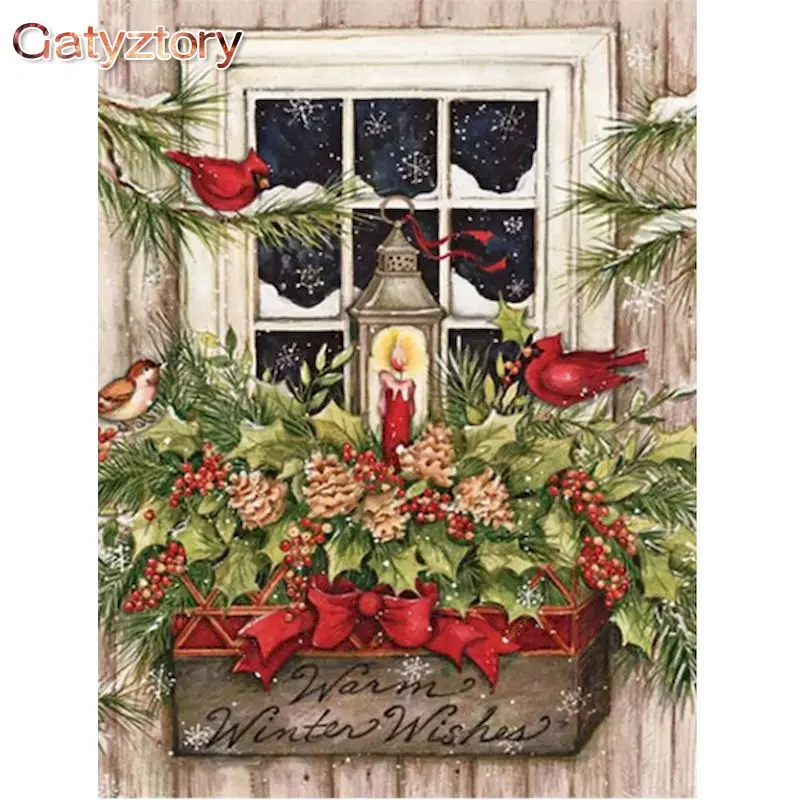 

GATYZTORY Frame Picture Diy Painting By Numbers Window Bird Modern Home Wall Art Picture Unique Gift Acrylic Coloring By Numbers