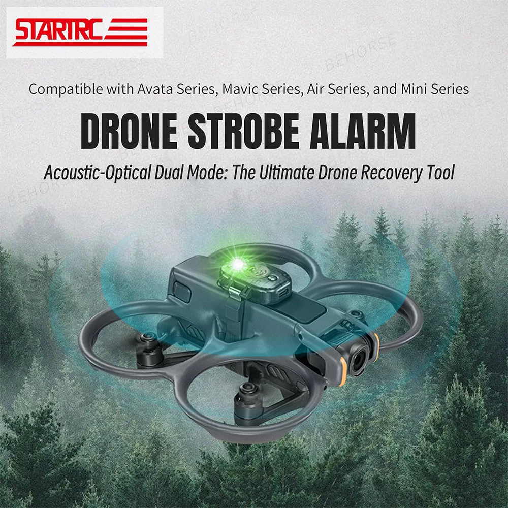 Drone DJI équipé de l'alarme lumineuse en vol, émetteur sonore et lumineux visible de loin pour alerte sonore et lumineuse pour drone DJI - retrouvez votre drone facilement.