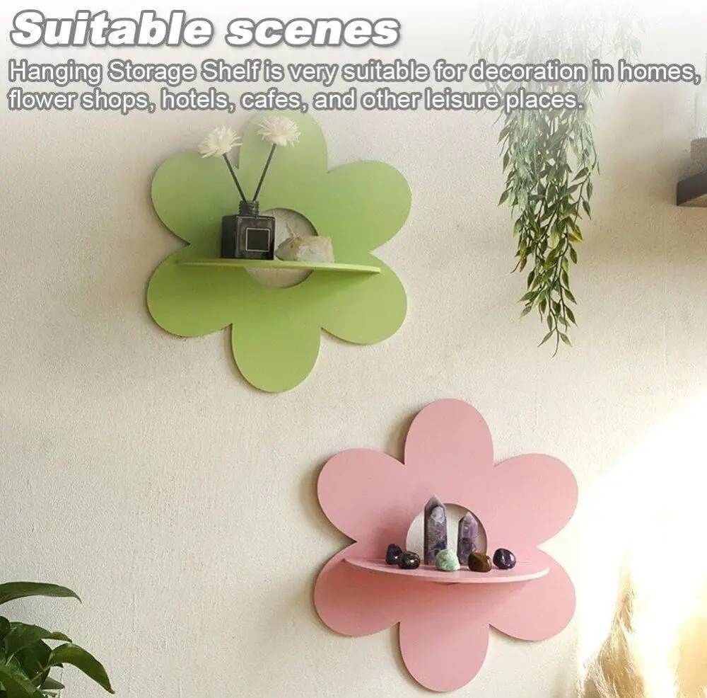 Blume Form Wand Lagerung Halter Holz Wand Kunst Wand Dekoration Schwimmende Pflanze Regal Für Badezimmer Home Room Decor Geschenk Schlafzimmer – Detail 3