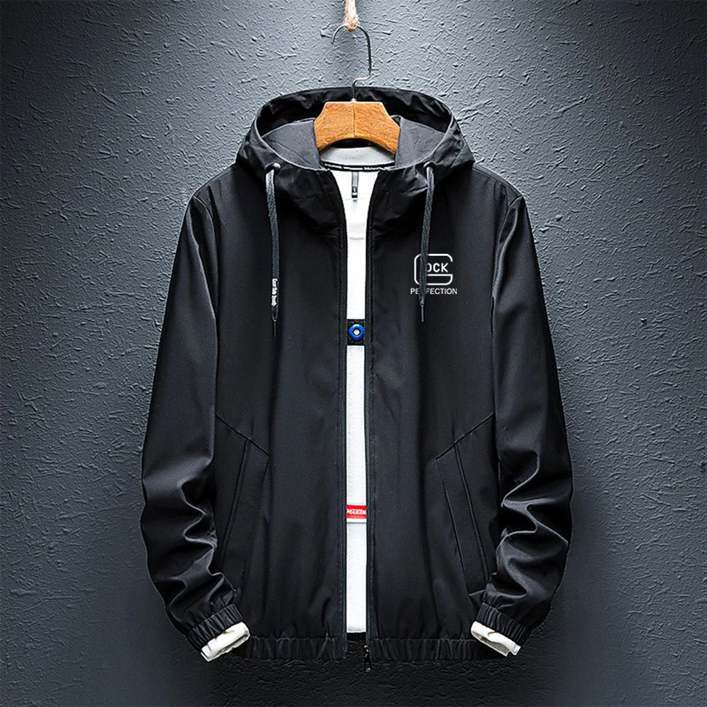 2022 Glock Perfection Shooting Male Spring Outdoor Jacket Autumn Outwear Hight Quality Popular Harajuku Zipper Hooded Coat gray hoodie