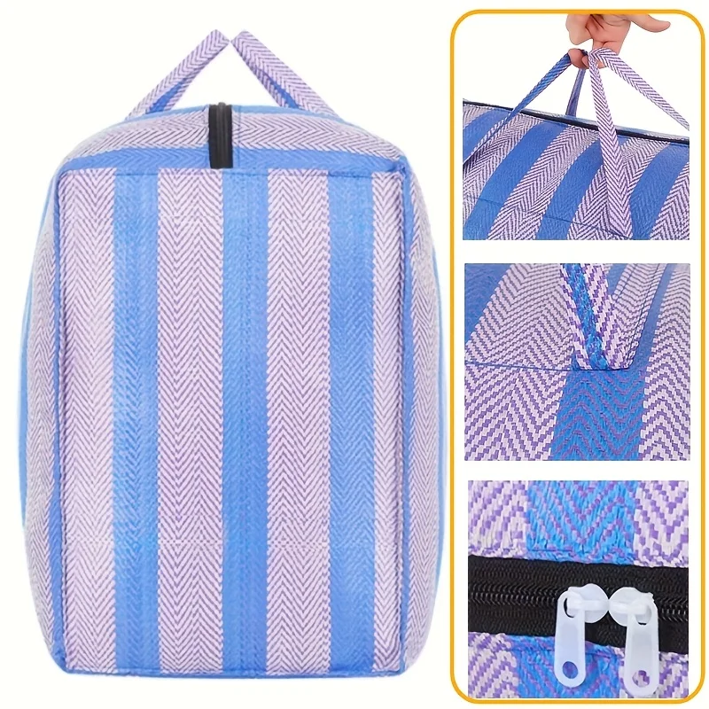 180L Auto-Reise-Aufbewahrungstasche mit großem Fassungsvermögen, Steppdecke, verdickte blaue und weiße Nylontasche, Reisetasche, tragbare Umzugstasche – Detail 2