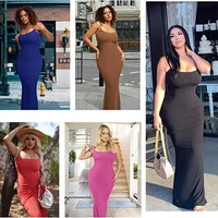 2 In 1 Summer Bodycon Maxi Dress For Women Formal Tummy Control Shapewear Dress With Built In Bra Spaghetti Strap Long Dress 3