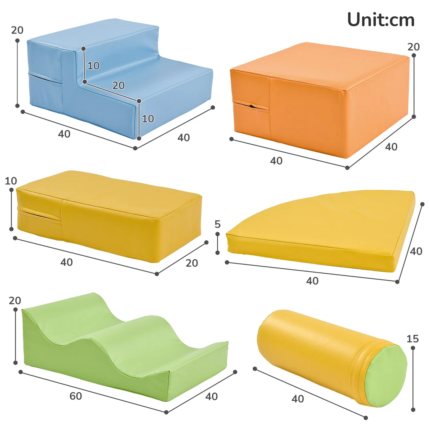 6PCS Large Foam Building Blocks Giant Building Blocks Set, Multi-color Building Blocks Leather Cover for Children Gym Playground – Detail 3