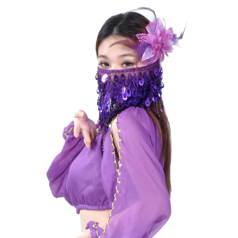 

1pcs/lot woman belly dancing sequin face veil lady indian dancing accessories