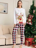Family Matching Christmas Pajamas 2025 New Xmas Deer Print Dad Mommy And Me Christmas Costume Dog Clothes 6