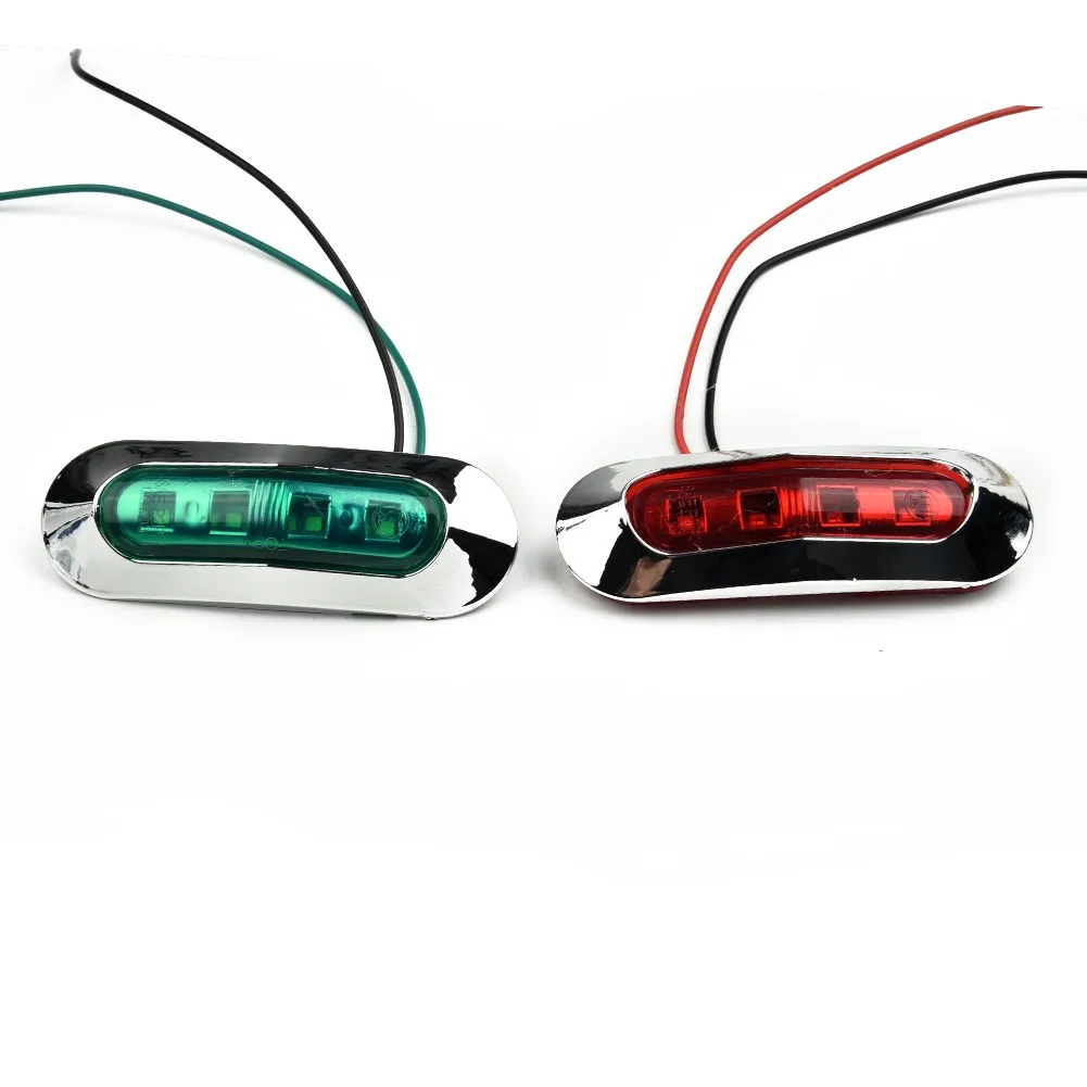 2x Red Green LED Boat Navigation Light Deck Waterproof Bow Pontoon Lights 12-24V  (with Screws) Over 70000 Hours