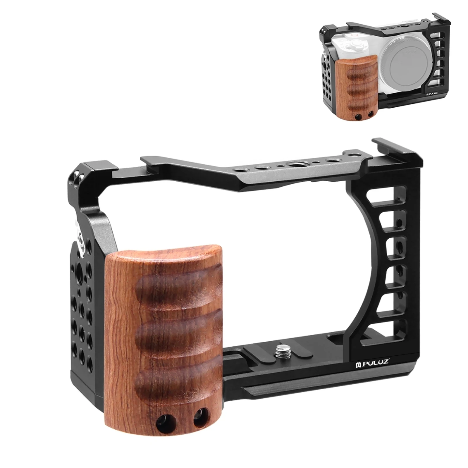 Puluz Wood Handle Metal Camera Cage Stabilizzatore Rig Per Sony Zv-E1