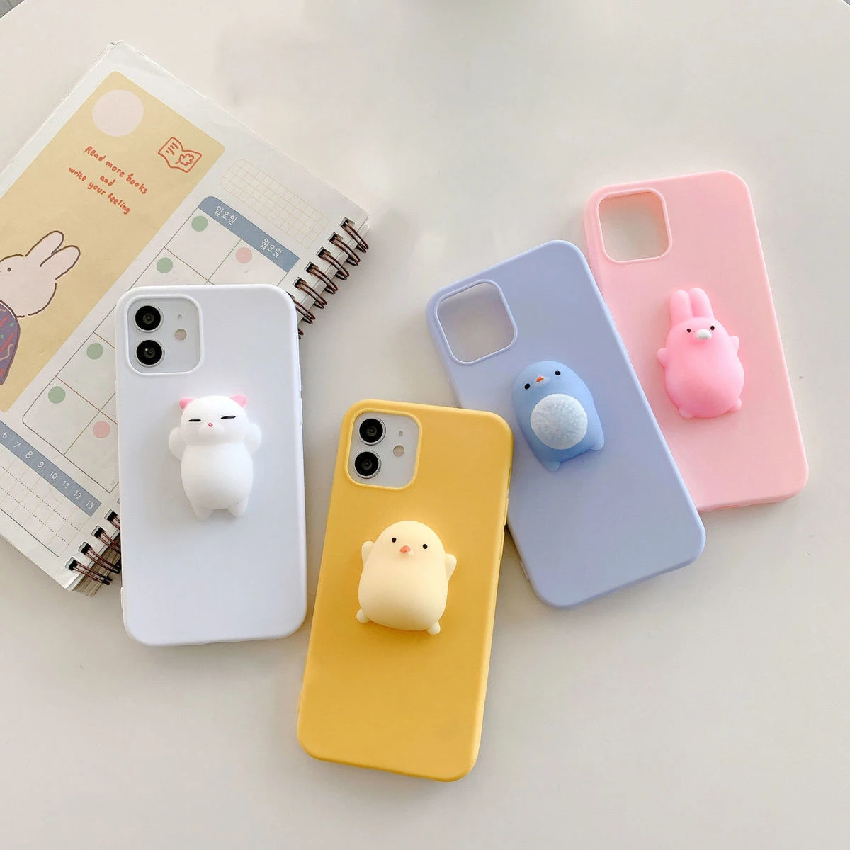 Squishy 3D Rabbit Cat Animals Soft TPU Case Cover