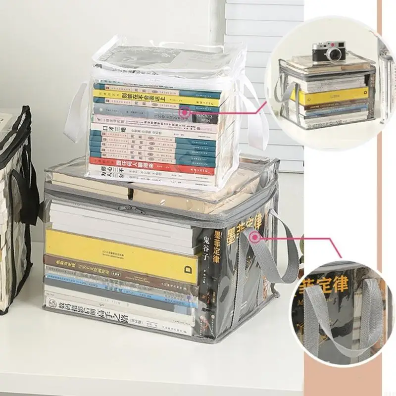 Multifunctional Storage Box Foldable Book Box Waterproof Toy Clear Book Storage Case for Students and Office Workers