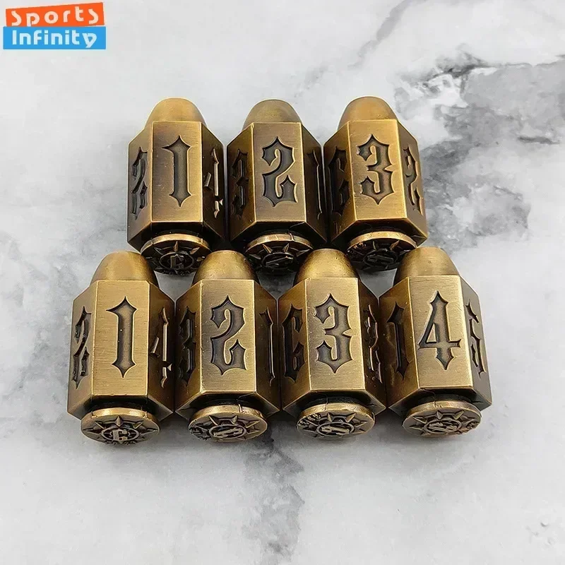 D6 Antique Copper Bullet Metal Dice DND Dice Set for COC TRPG RPG Cthulhu Table Board Game Polyhedral Number Kit 1pc game dice,dice set