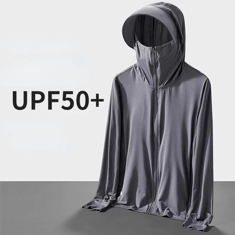 UPF 50+ Ice Silk Sunscreen Clothing Men's Summer New UV Protection Ultra thin Breathable Sunscreen Clothing Outdoor Fishing Coat 3