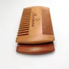 1 Set Double Sides Wooden Comb Customized LOGO Beard Comb with PU Case for Men - Personalized Your Name Text Date 2