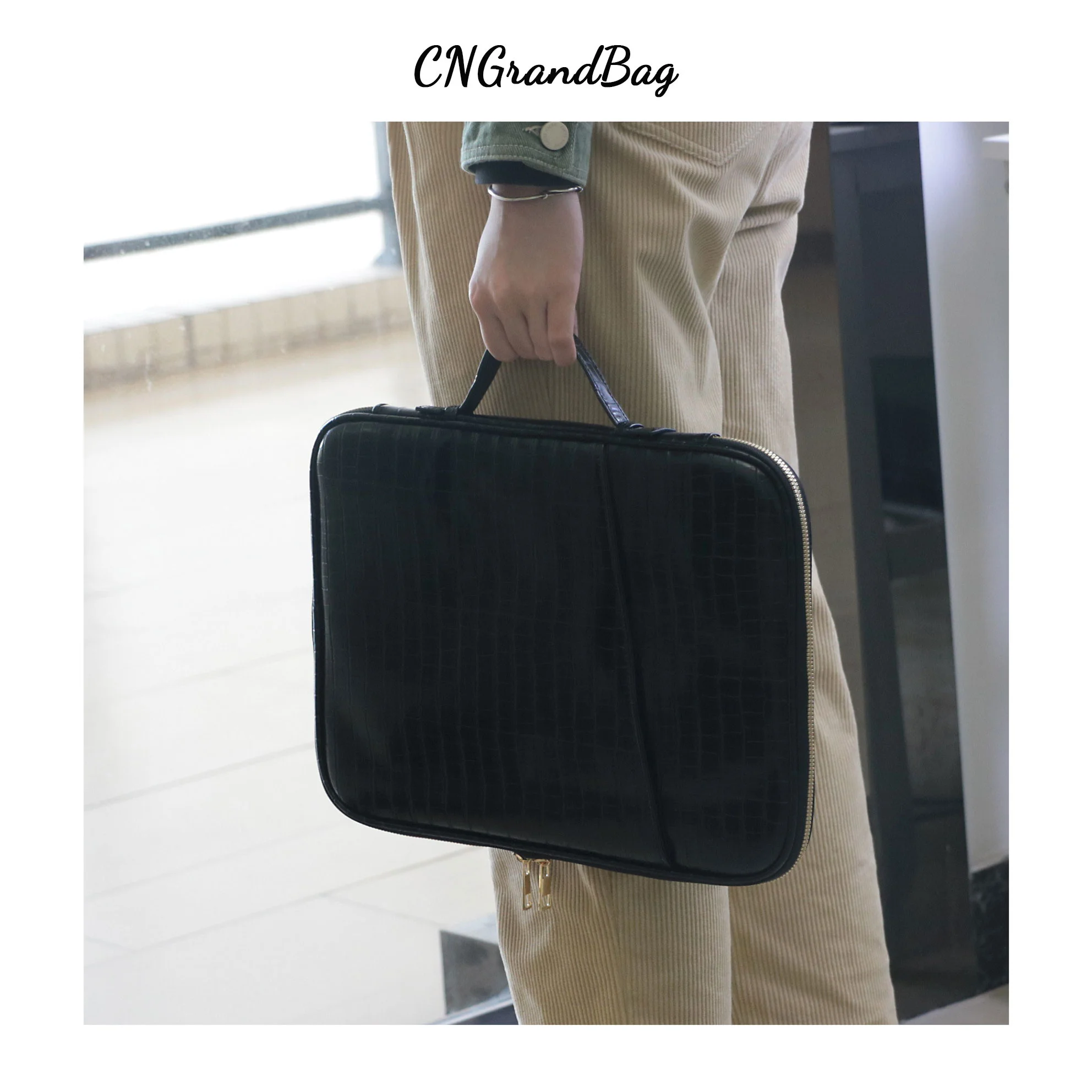 Free Custom Ostrich PU Leather Portable File Holder Anti-Fall Sleeve for Macbook 13 Inch/IPAD Notebook Storage Bag Laptop Case