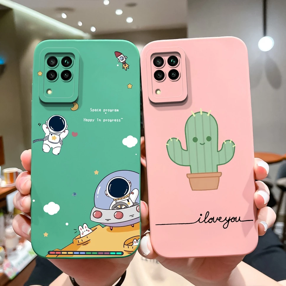 Lovely Astronaut Smooth Liquid Back Cover Case for Huawei P40 Lite Series
