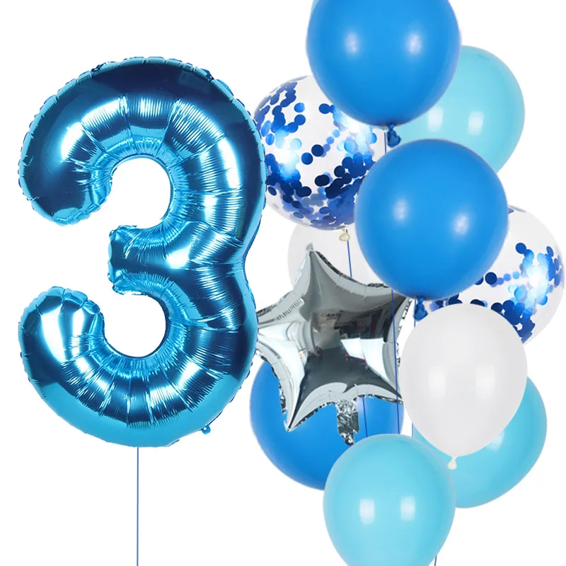 12 Stück 40 Zoll Zahlenballons mit Blauen und Weißen Latexballons Geburtstagsballons für Jungen 1 2 3 4 5 6 7 Jahre Alt Geburtstagsdekoration – Detail 5